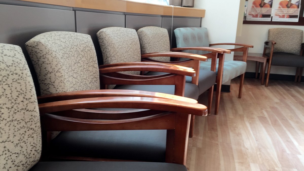An empty hospital waiting room